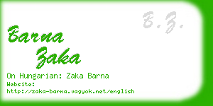 barna zaka business card